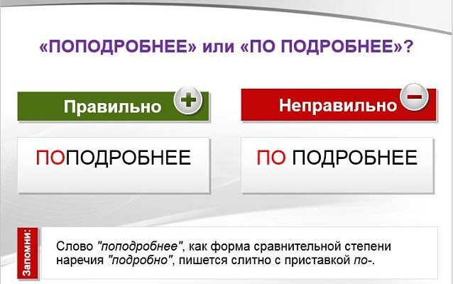 КАК ПИШЕТСЯ ПОПОДРОБНЕЕ ГДЕ ПО ПОДРОБНЕЕ